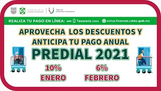 estos son los DESCUENTOS en el PAGO anual del PREDIAL 2021 en la CDMX [upl. by Aleda]