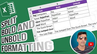 How to Split Bold and Unbold formatting in excel l Raj Computers  Raj sir [upl. by Rita]