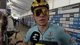 Remco Evenepoel  Interview at the finish  World Championships Road Race Zürich 2024 [upl. by Dnarud61]