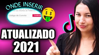 Onde inserir o código de convite do tiktok 2021 ATUALIZADO  Passo a Passo fácil e rápido [upl. by Hugo596]