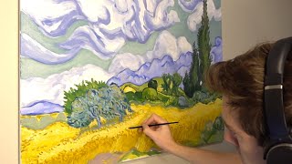 Van Gogh Wheatfield with Cypresses  Oil Painting Study Timelapse [upl. by Acinyt375]