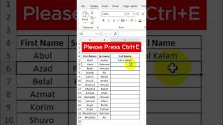 First and surnames merged in Excel excel exceltips exceltricks [upl. by Anaibaf]