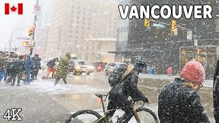 🇨🇦 【4K】❄️❄️❄️ EXTREME SNOWSTORM in Downtown Vancouver BC Canada 2024 [upl. by Eimareg]