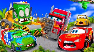 Big amp SmallMcQueen and Gavril Truck VS Raul and Hearse ZOMBIE MEGA Slime cars in BeamNGdrive [upl. by Nosam685]