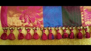 How to make Saree tasselskuchu design with small beads [upl. by Pebrook110]