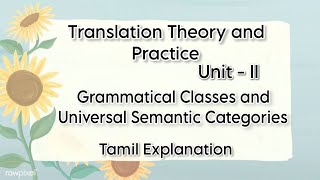 Translation Theory and Practice  Unit  2  Grammatical Classes and Universal Semantic Categories [upl. by Anerul]