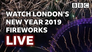 Londons New Years Fireworks 2019 LIVE 🎆🤩🎉  BBC [upl. by Demetria]