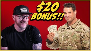 US military members getting a 20 bonus [upl. by Enenstein859]