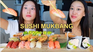 SUSHI MUKBANG 🍣  SALMON TORO CALIFORNIA  SPICY TUNA 🥢 [upl. by Abisha200]