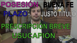 REQUISITOS USUCAPIÓN Y PRESCRIPCIÓN BREVE [upl. by Esirehs]