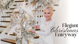 Elegant Christmas Decor for Your Home  Dreamy White Christmas Entryway  Staircase Reveal [upl. by Aney]