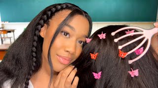 ASMR Girl Who’s Obsessed With You Plays With Your Hair On The First Day Of School 🤩💆 ASMR Hair Play [upl. by Yeliah]