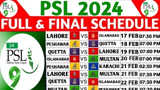 PSL 2024  PSL 2024 Schedule  PSL 2024 All Matches  PSL Full Time Table 2023  PSL 2024 Venues [upl. by Amada]