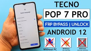 Tecno POP 7 Pro BF7h Frp BypassUnlock Without PC Fix  Apps Not OpenDisable Solution 2023 [upl. by Dowell]