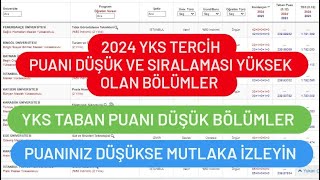 2024 YKS TERCÄ°H PUANI DÃœÅÃœK BÃ–LÃœMLER  2024 YKS SIRALAMASI YÃœKSEK BÃ–LÃœMLER [upl. by Yraht]