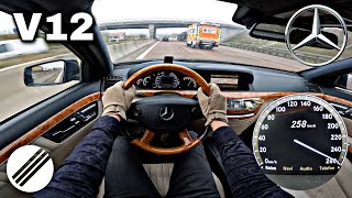 MercedesBenz S600 L V12 W221 TOP SPEED DRIVE ON GERMAN AUTOBAHN 🏎 [upl. by Haelhsa]