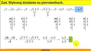 Wykonaj działania na pierwiastkach  Odejmowanie pierwiastków  Matfiz24pl [upl. by Starbuck]
