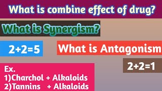 What is SynergismWhat is AntagonismWhat is combine effect of drugPharmacology SJPHARMASAHADEOSAWAKE [upl. by Jori]