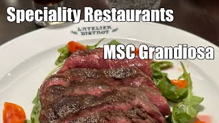 Specialty Restaurants on MSC Grandiosa  Rambling with Phil [upl. by Kissner]