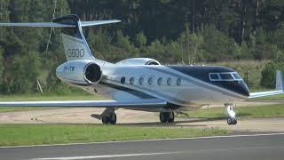 GULFSTREAM G600 9HITW TAXI AND TAKE OFF RUNWAY 6 FARNBOROUGH EGLF 262024 [upl. by Vonni]