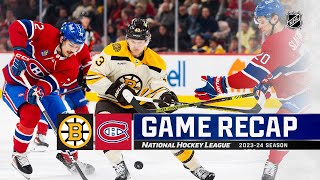 Bruins  Canadiens 314  NHL Highlights 2024 [upl. by Nnahtebazile]