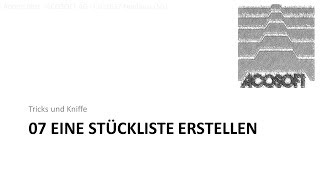 Tricks und Kniffe  07 Eine Stückliste erstellen [upl. by Aidnahs]