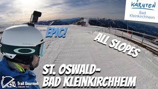 St Oswald Bad Kleinkirchheim sun skiing  All slopes stunning panorama nearly collided [upl. by Hilary600]