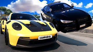 HighSpeed STREET RACE Ends in Police Chases in BeamNG Drive Mods Multiplayer [upl. by Yenruoj]