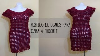 VESTIDO DE OLANES PARA DAMA A CROCHET  Labores Angélika [upl. by Gilliam]