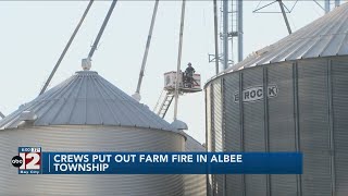 Multiple agencies respond to farm fire near Albee Township [upl. by Islek]