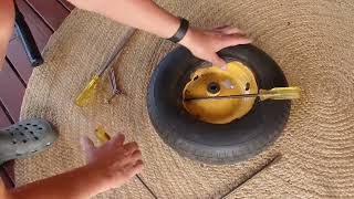 How to Replace an Inner Tube on a Wheel Barrow  Repair a Flat Wheelbarrow Tire  Simple amp Easy [upl. by Meehaf]