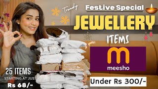 All new MEESHO jewellery haul Festive Special  Honest review  Tryon  gimaashi [upl. by Glynnis565]