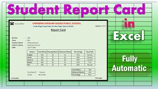 Automatic Report Card in Excel  Student Result Card in Excel [upl. by Karyn]