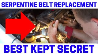 NEVER Replace Serpentine Drive Belt Until Watching This Fast amp Easy [upl. by Rento]