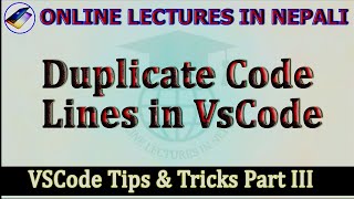Duplicate Code Lines in VsCode  Visual Studio Code Tips amp Tricks for Beginners  Part 3 [upl. by Sawtelle]