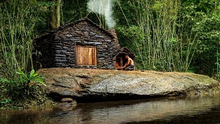 Build Stone Cabins Bushcraft Shelters to SURVIVE 10 DAYS Take Honey and Cook ASMR Camping [upl. by Wehttam]