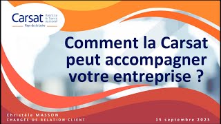 Conférence en ligne  Comment la Carsat peut accompagner votre entreprise [upl. by Larimor829]