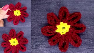 Easy and beautiful flower crochet for beginners❣️ DIY  How to crochet tunisiancrochet [upl. by Jorgenson]