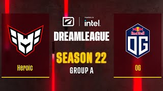 Dota2  Heroic vs OG  Game 1  DreamLeague Season 22  Group A [upl. by Atinrev514]