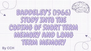 AQA LEVEL PSYCHOLOGY  Memory Baddeley’s 1966 study [upl. by Eirrej129]