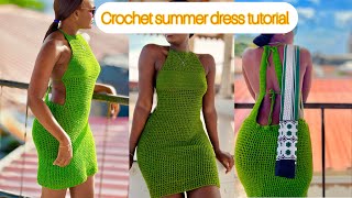 How to crochet a mesh summer dressEasy crochet summer dresscrochetcrochettutorialcrocheting [upl. by Michal735]