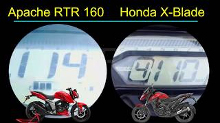 Tvs Apache RTR 160 4V vs Honda XBlade Speed Test [upl. by Acirre]