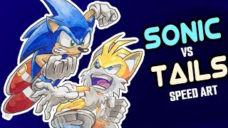 SONIC vs TAILS Speed Art sonic tails sonicthehedgehog [upl. by Melantha]