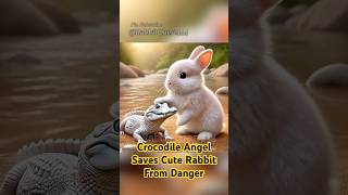 🐰Crocodile Angel Saves CUTE Rabbit from Danger 鳄鱼天使拯救了危险中的可爱兔子！ rabbit cute bunny cat ai [upl. by Elorak101]