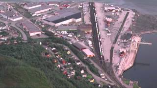 HD Birdseye view of freight trains at Narvik terminal in busy midnight hour timelapsed [upl. by Tterb]