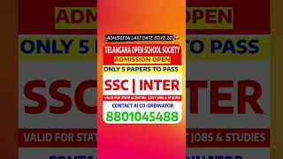 Telangana Open School Society toss SSC and open inter admission last date  Open Inter College [upl. by Sigmund971]