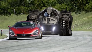 Batmobile Batman Arkham Knight vs Alfa Romeo 33 Stradale 2024 at Old SPA [upl. by Kenelm]