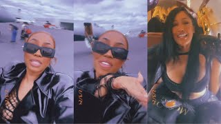 Yung Miami Flies On Jet With Ari [upl. by Anaujnas]