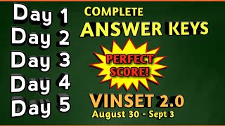 VINSET 20 ANSWER KEYS FROM DAY 1 TO DAY 5 Complete Answer keysAugust 30  September 3 [upl. by Gillett800]