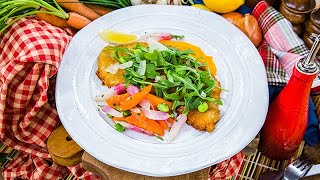 Mia Castros Veal Milanese with Spring Vegetables amp Carrot Puree  Home amp Family [upl. by Otilesoj748]